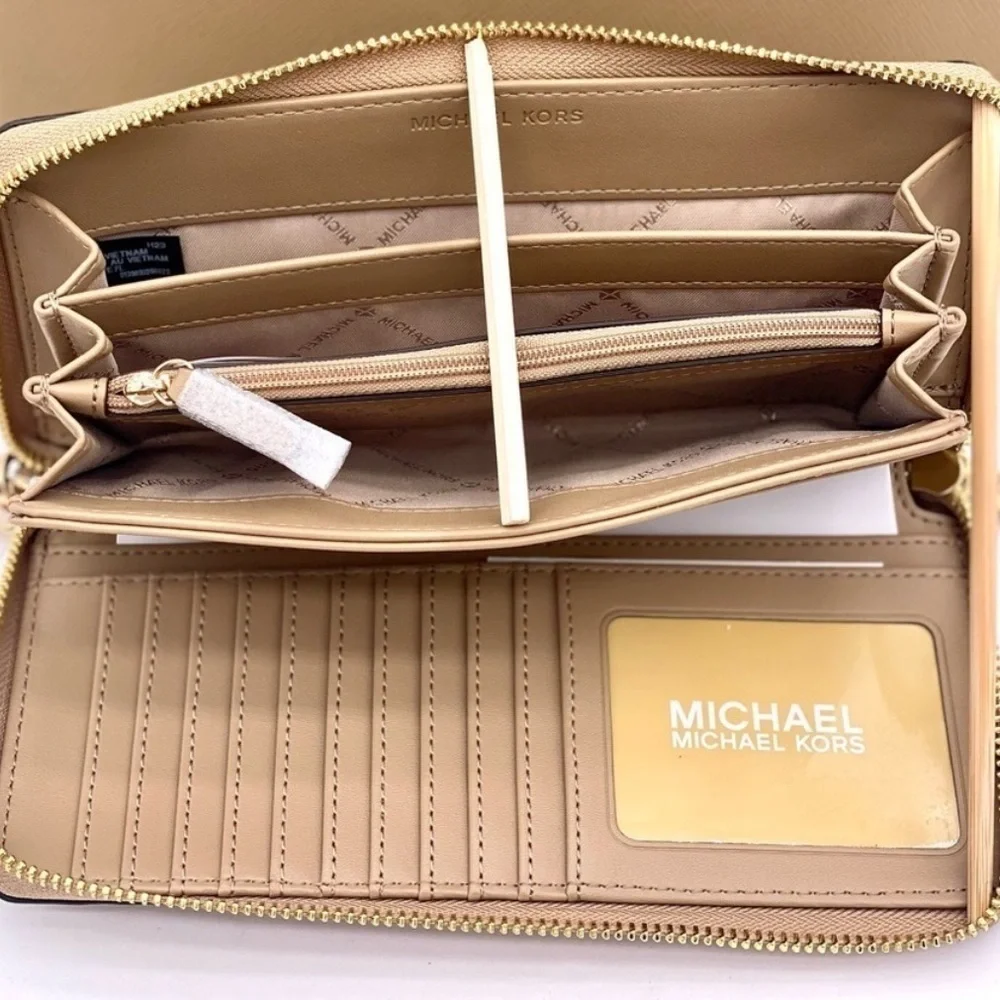 Michael Kors Large Continental Wallet Wristlet Camel